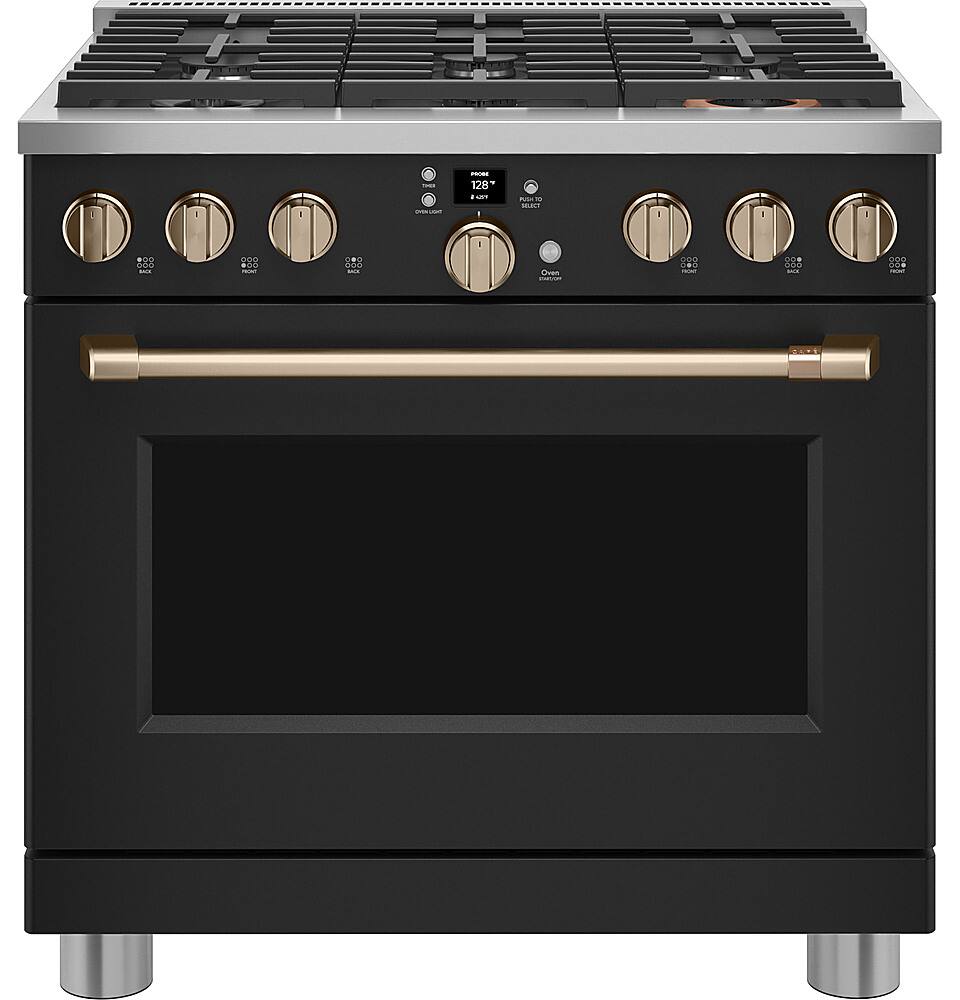 Alt View 24. Café - 6.2 Cu. Ft. Freestanding Gas Convection Range with 6 Burners, Customizable - Matte Black.
