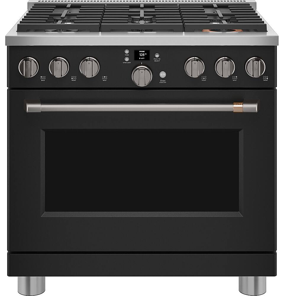 Alt View 26. Café - 6.2 Cu. Ft. Freestanding Gas Convection Range with 6 Burners, Customizable - Matte Black.