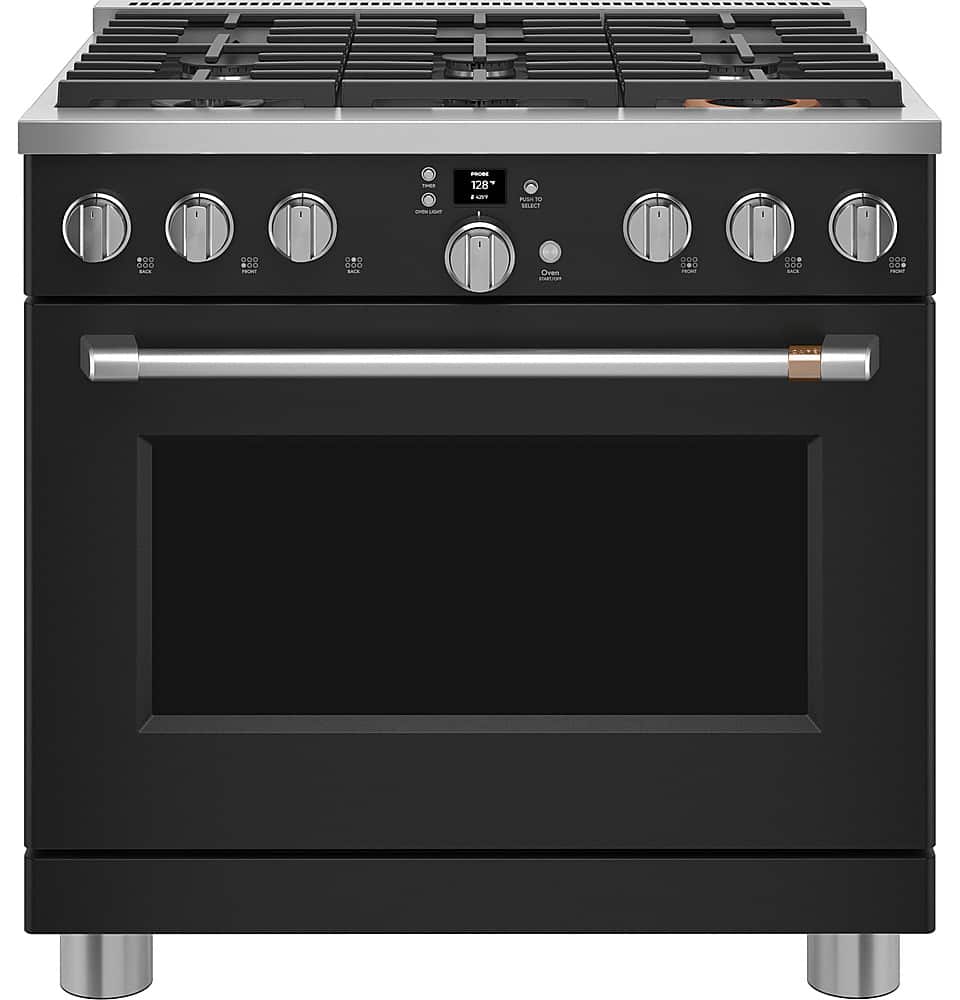 Alt View 28. Café - 6.2 Cu. Ft. Freestanding Gas Convection Range with 6 Burners, Customizable - Matte Black.