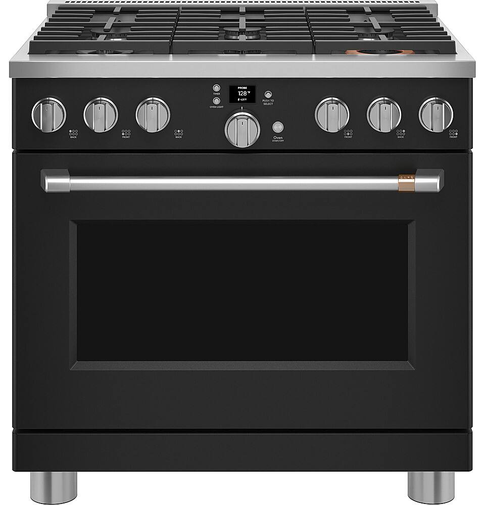 Alt View 28. Café - 6.2 Cu. Ft. Freestanding Gas Convection Range with 6 Burners, Customizable - Matte Black.