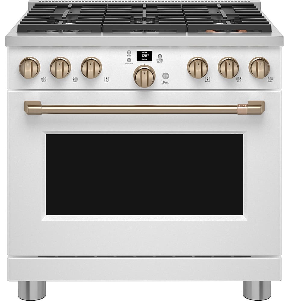 Café - 6.2 Cu. Ft. Freestanding Gas Convection Range with 6 Burners, Customizable - Matte White - Front_Zoom