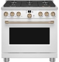 Café - 6.2 Cu. Ft. Freestanding Gas Convection Range with 6 Burners, Customizable - Matte White - Front_Zoom