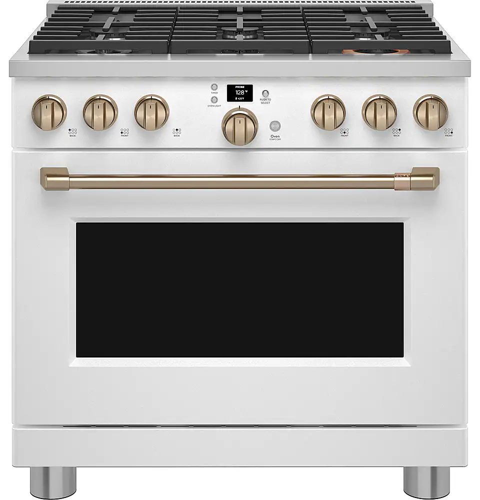 Café - 6.2 Cu. Ft. Freestanding Gas Convection Range with 6 Burners, Customizable - Matte White