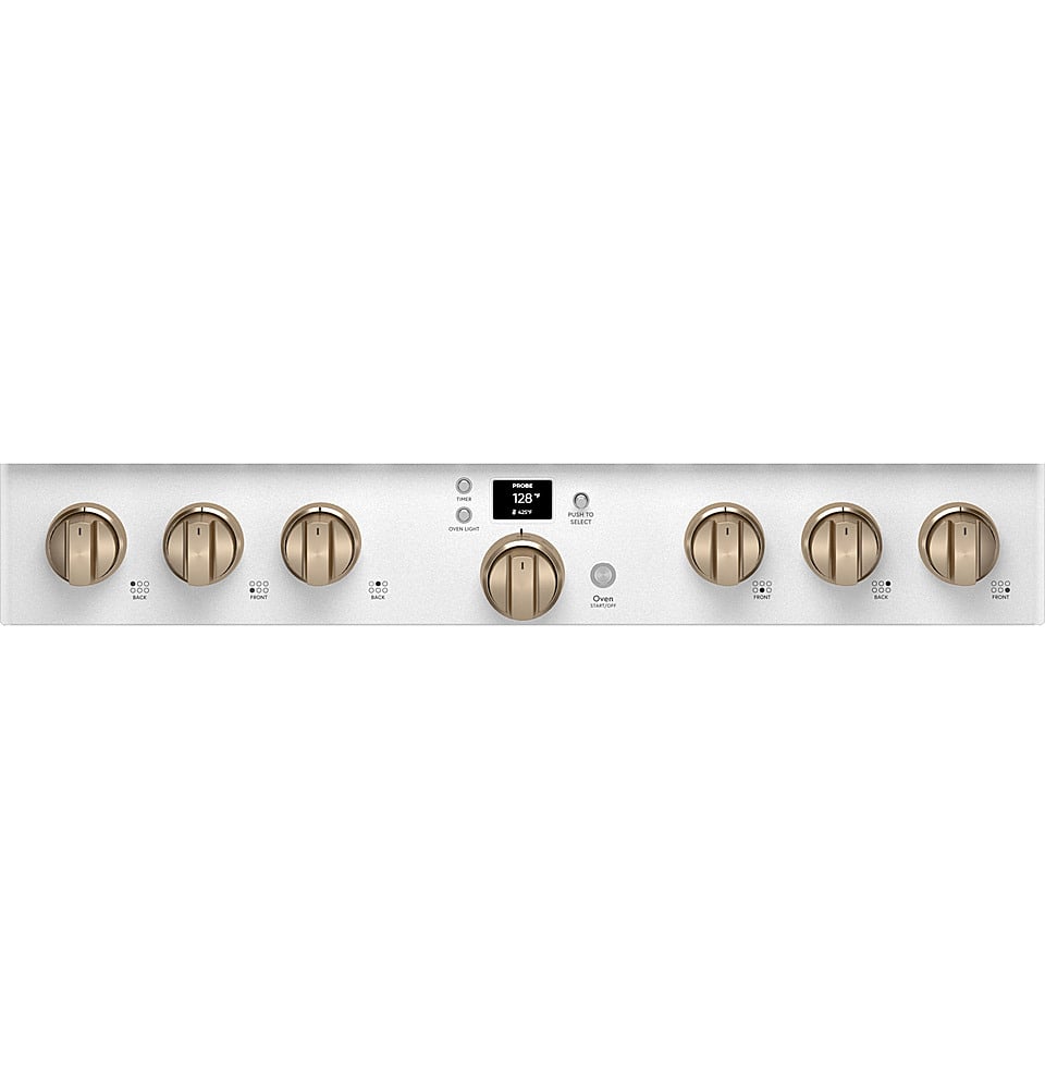 Alt View 14. Café - 6.2 Cu. Ft. Freestanding Gas Convection Range with 6 Burners, Customizable - Matte White.