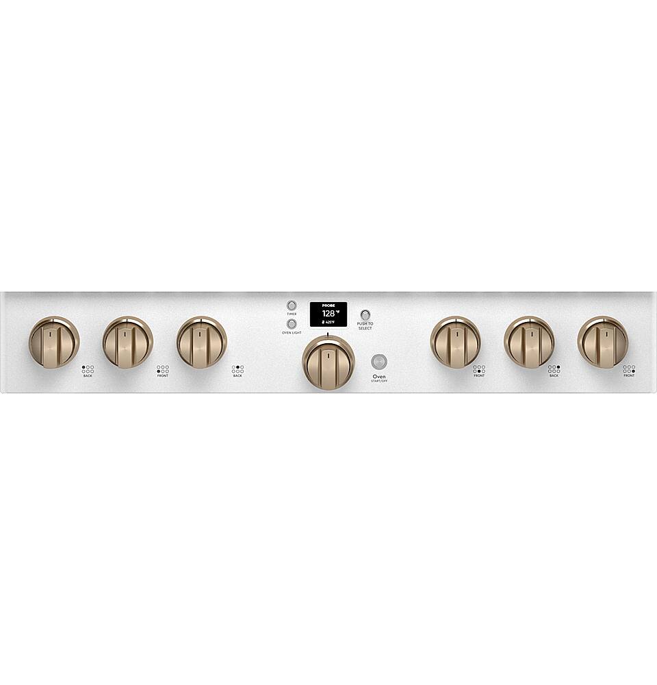 Alt View 14. Café - 6.2 Cu. Ft. Freestanding Gas Convection Range with 6 Burners, Customizable - Matte White.