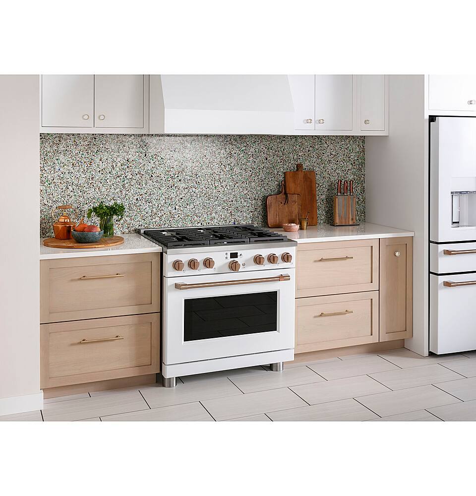 Alt View 33. Café - 6.2 Cu. Ft. Freestanding Gas Convection Range with 6 Burners, Customizable - Matte White.