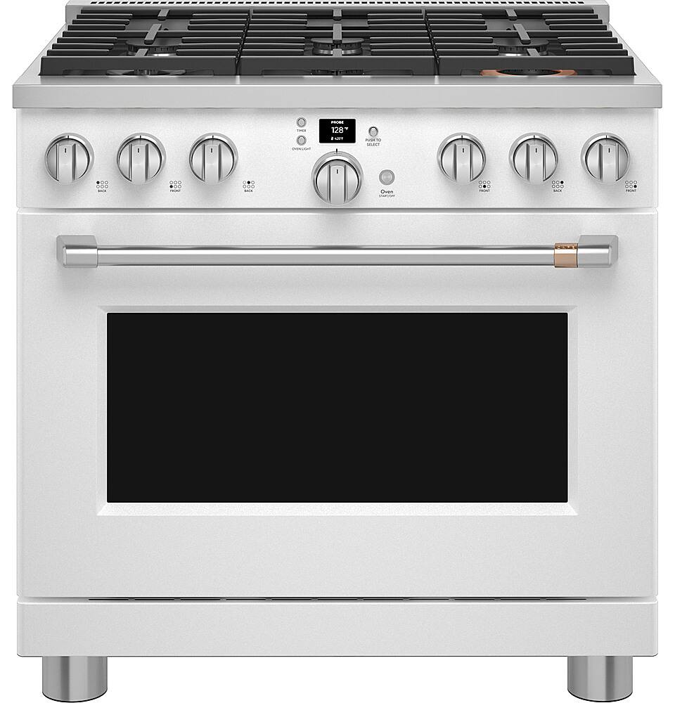 Alt View 37. Café - 6.2 Cu. Ft. Freestanding Gas Convection Range with 6 Burners, Customizable - Matte White.