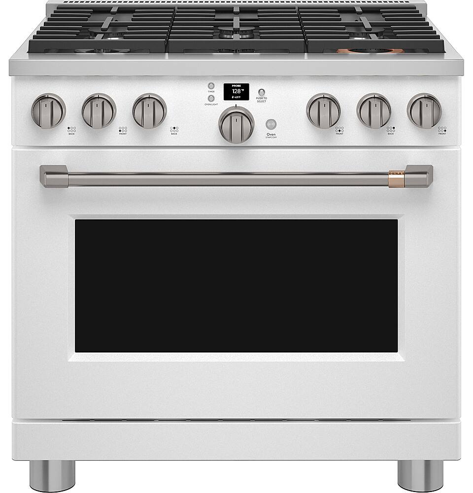 Alt View 38. Café - 6.2 Cu. Ft. Freestanding Gas Convection Range with 6 Burners, Customizable - Matte White.