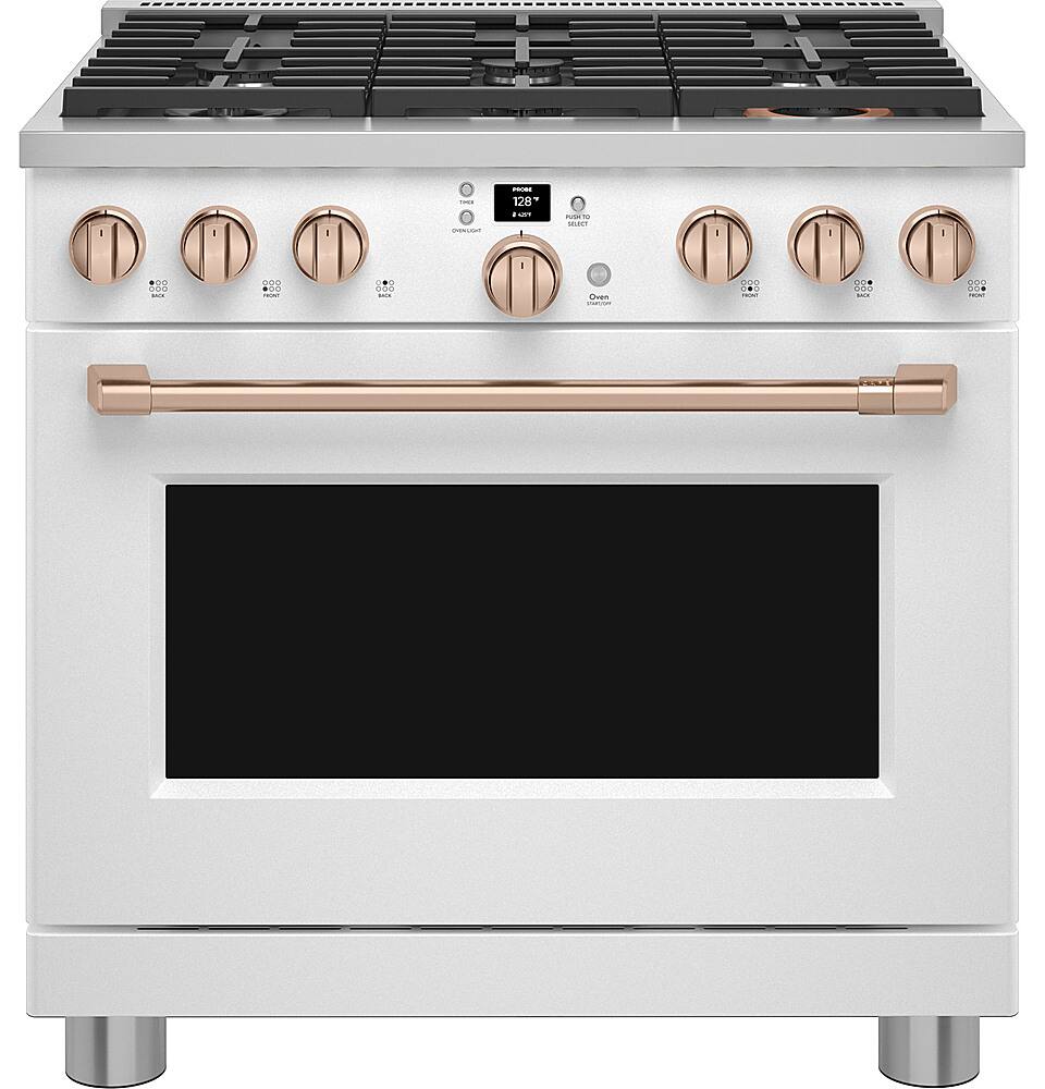 Alt View 39. Café - 6.2 Cu. Ft. Freestanding Gas Convection Range with 6 Burners, Customizable - Matte White.
