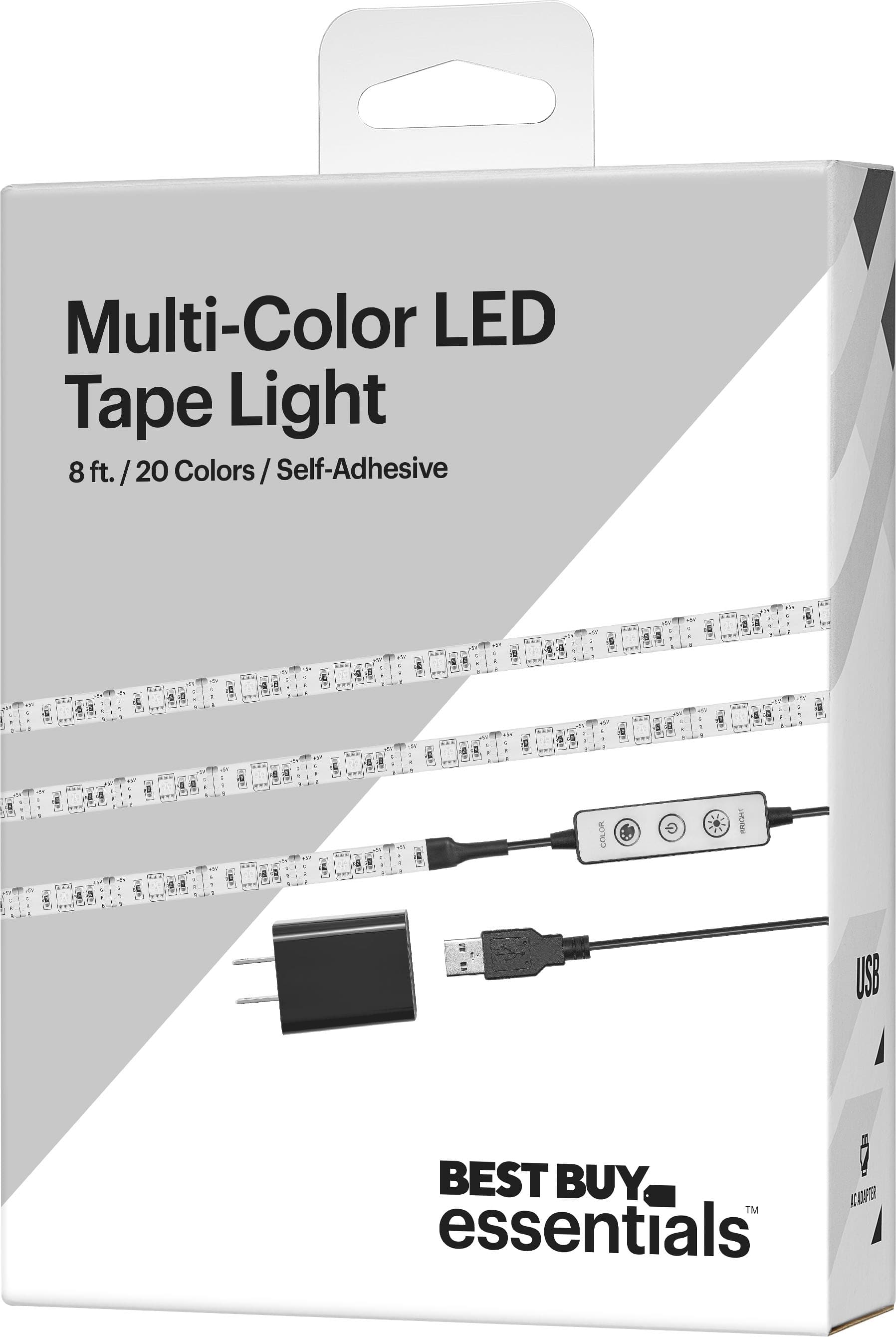 Left. Best Buy essentials™ - 8' LED Light Strip - Multi-Color.