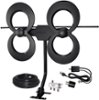 Antennas Direct - ClearStream 4MAX Complete Amplified Indoor/Outdoor HDTV Antenna with Mast, Coaxial Cable, Amplifier, and 3-Way Splitter - Black