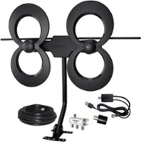 Antennas Direct - ClearStream 4MAX Complete Amplified Indoor/Outdoor HDTV Antenna with Mast, Coaxial Cable, Amplifier, and 3-Way Splitter - Black - Front_Zoom