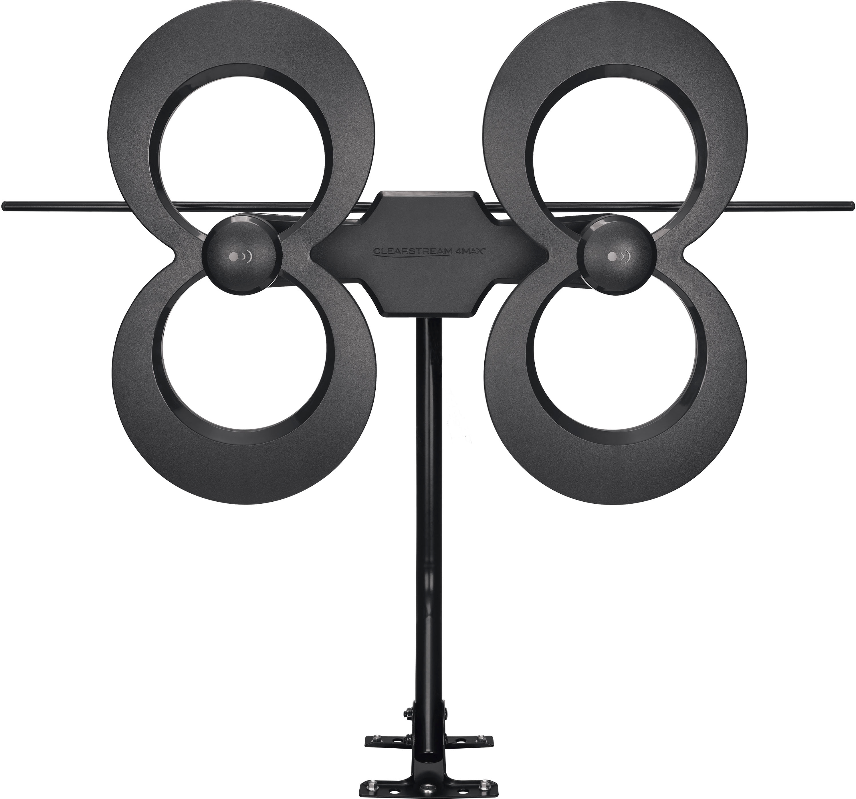 Angle View: Antennas Direct - ClearStream 4MAX Complete Amplified Indoor/Outdoor HDTV Antenna with Mast, Coaxial Cable, Amplifier, and 3-Way Splitter - Black