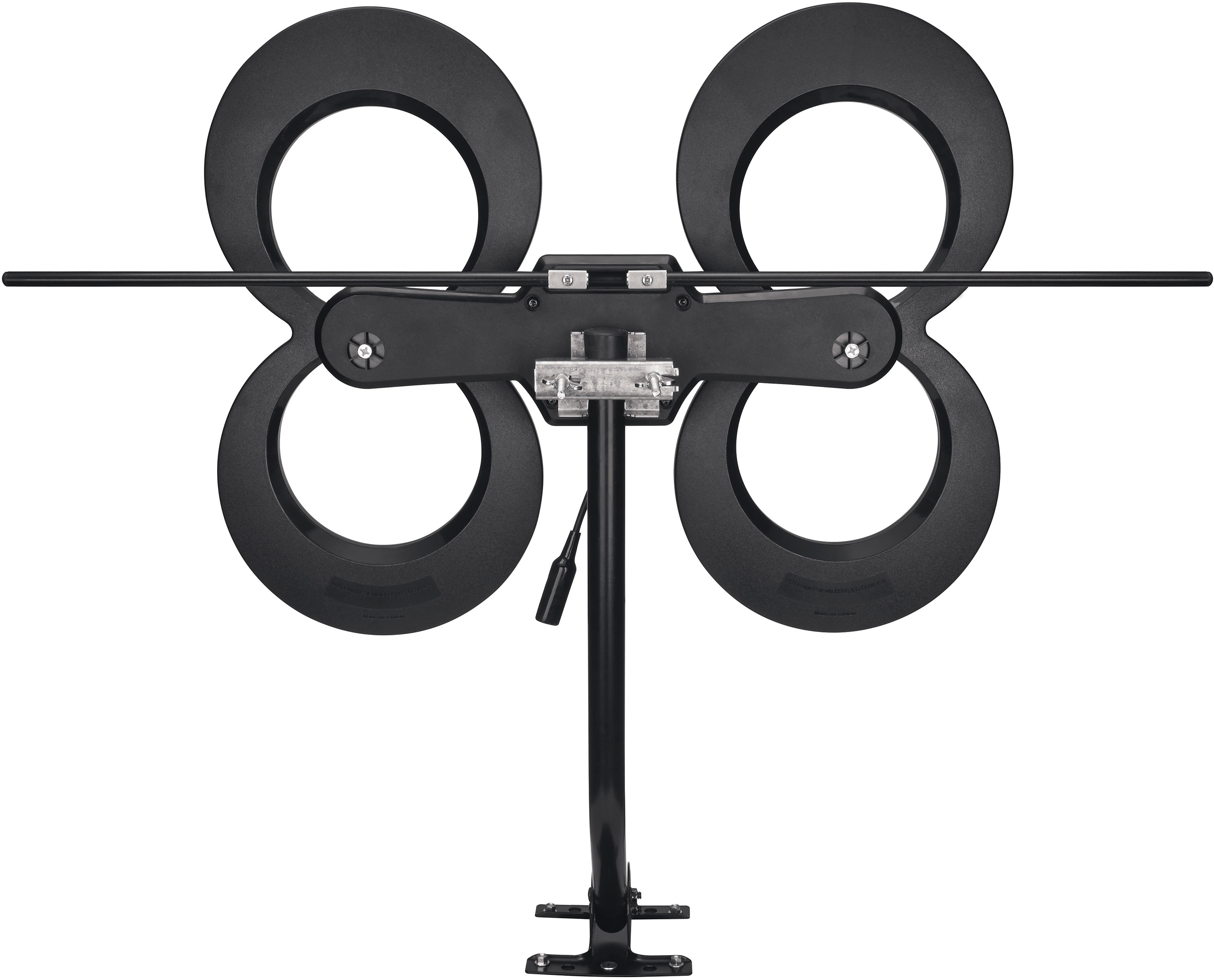 Left View: Antennas Direct - ClearStream 4MAX Complete Amplified Indoor/Outdoor HDTV Antenna with Mast, Coaxial Cable, Amplifier, and 3-Way Splitter - Black