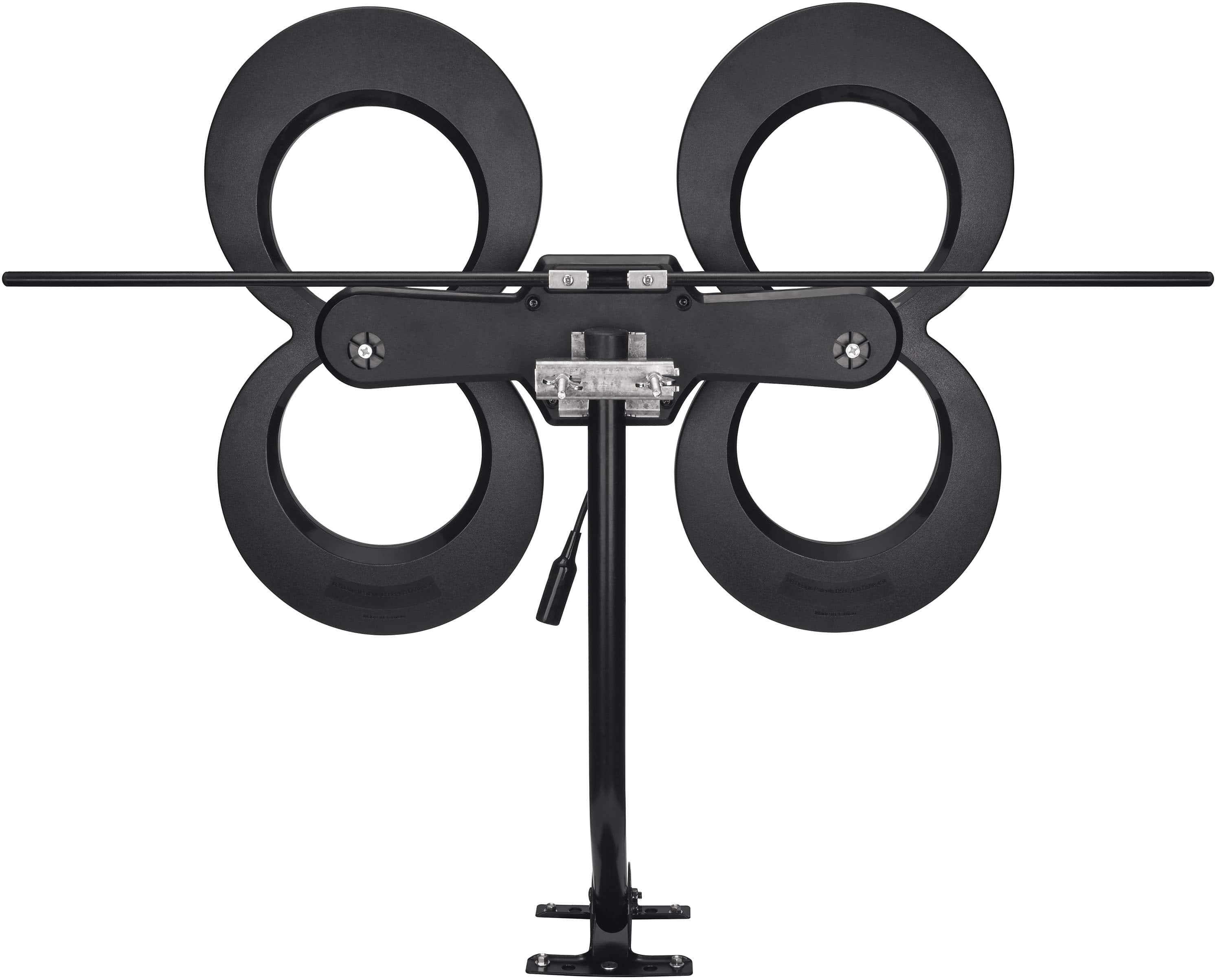 Left. Antennas Direct - ClearStream 4MAX Complete Amplified Indoor/Outdoor HDTV Antenna with Mast, Coaxial Cable, Amplifier, and 3-Way Splitter - Black.