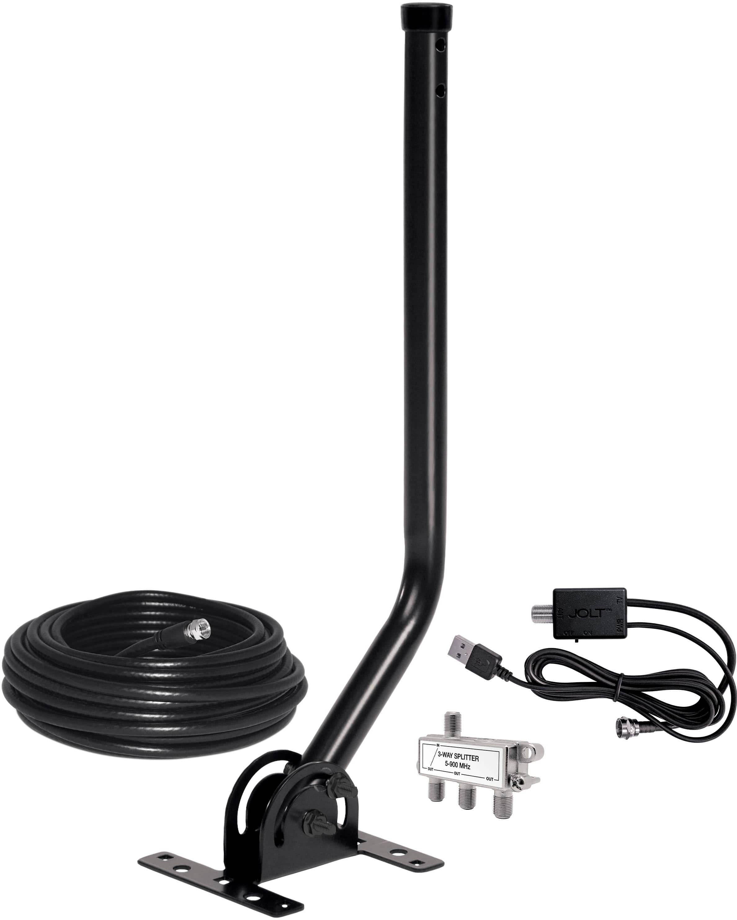 Alt View 14. Antennas Direct - ClearStream 4MAX Complete Amplified Indoor/Outdoor HDTV Antenna with Mast, Coaxial Cable, Amplifier, and 3-Way Splitter - Black.