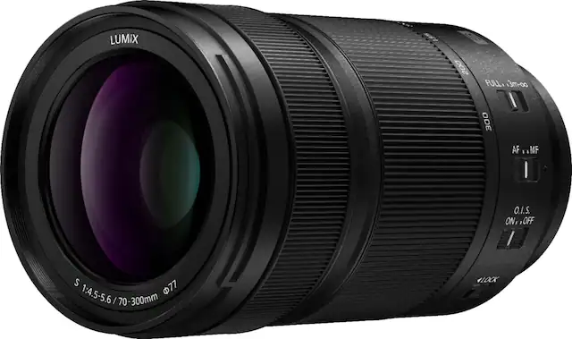Front. Panasonic - LUMIX S 70-300mm F4.5-5.6, Full-Frame L Mount Lens, Telephoto S-R70300 - Black.