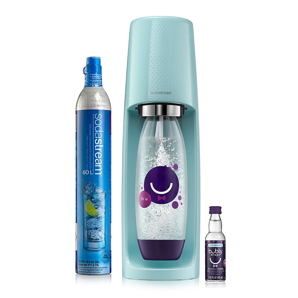 SodaStream - Fizzi Sparkling Water Maker Kit with Blackberry Bubly Drops - Blue