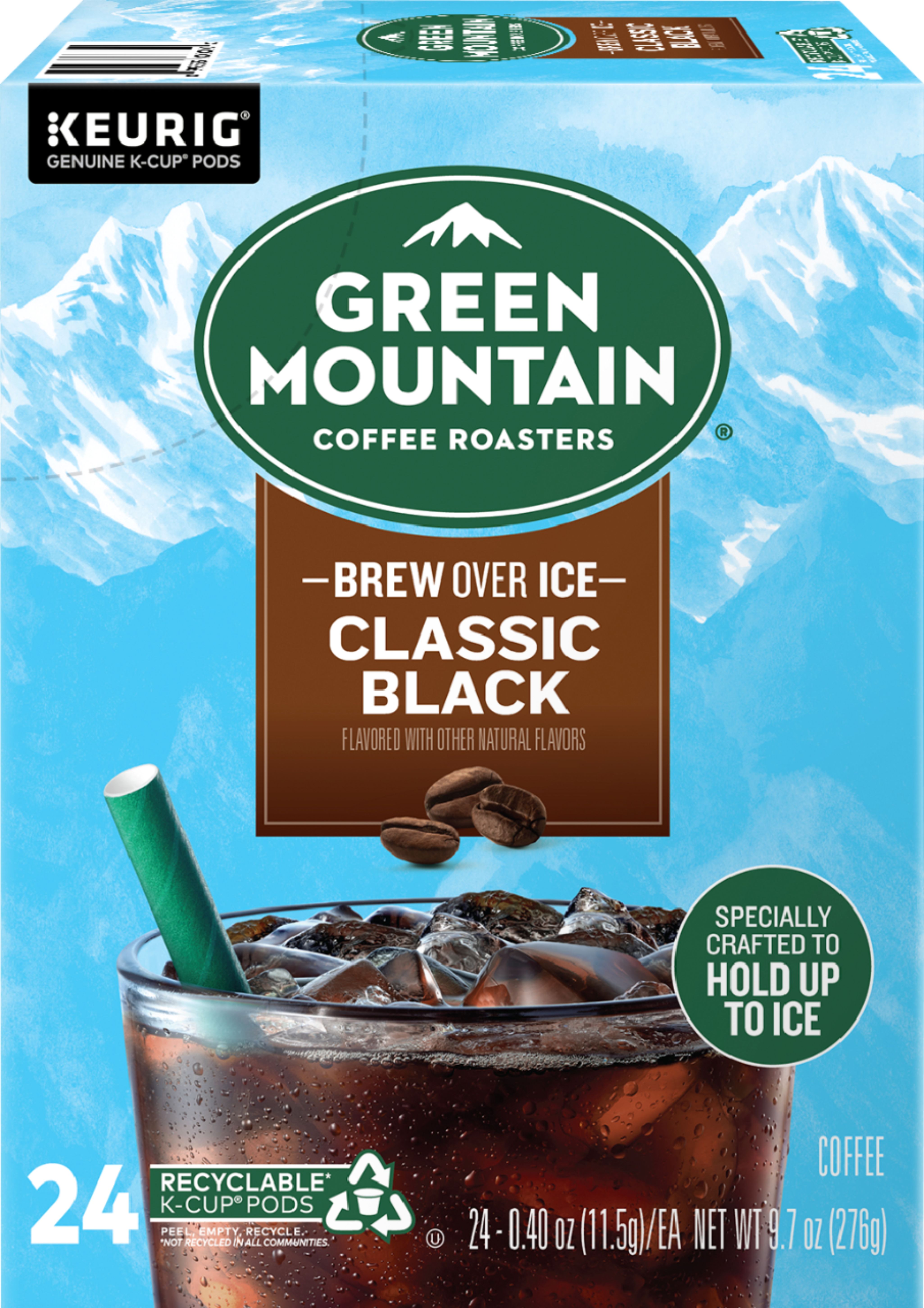 Angle View: Green Mountain Coffee Roasters Brew Over Ice Classic Black, Single Serve Keurig K-Cup Pods, Medium Roast Iced Coffee, 24 Ct