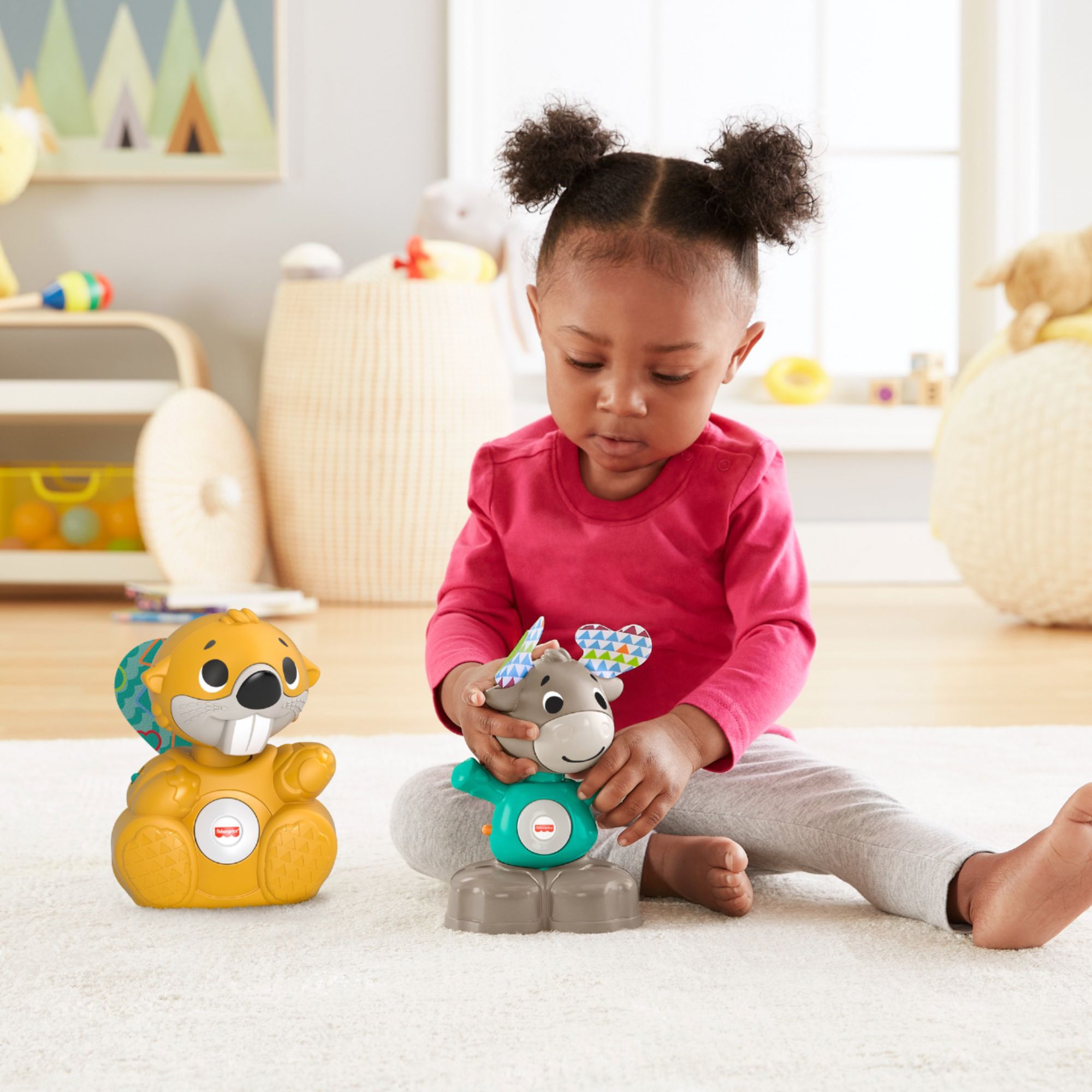 Fisher-Price Linkimals Boppin’ Beaver Interactive Learning Toy with Lights  & Music for Infants