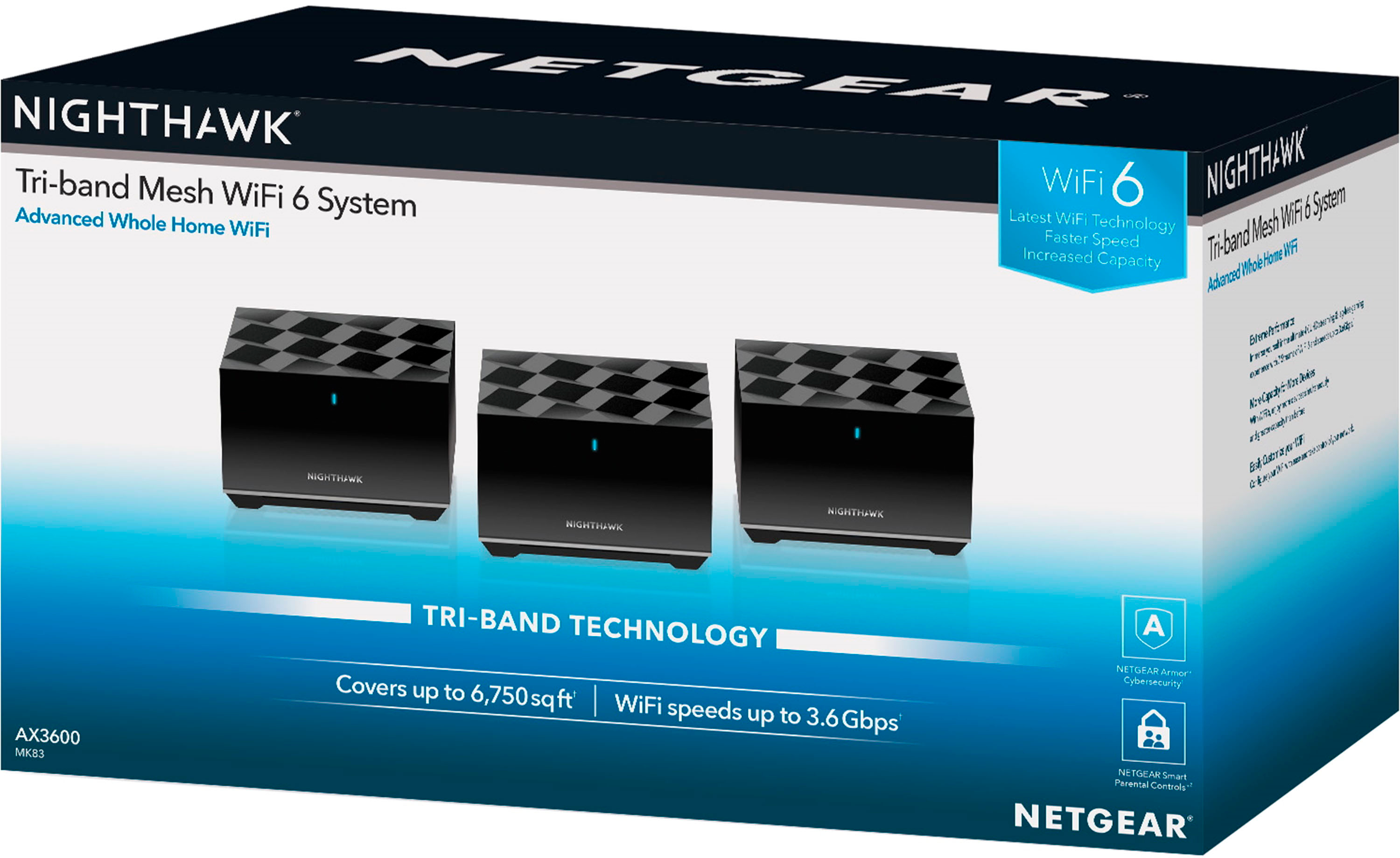 NETGEAR Nighthawk AX3600 Tri-Band Mesh Wi-Fi System (3-pack) Black  MK83-100NAS - Best Buy