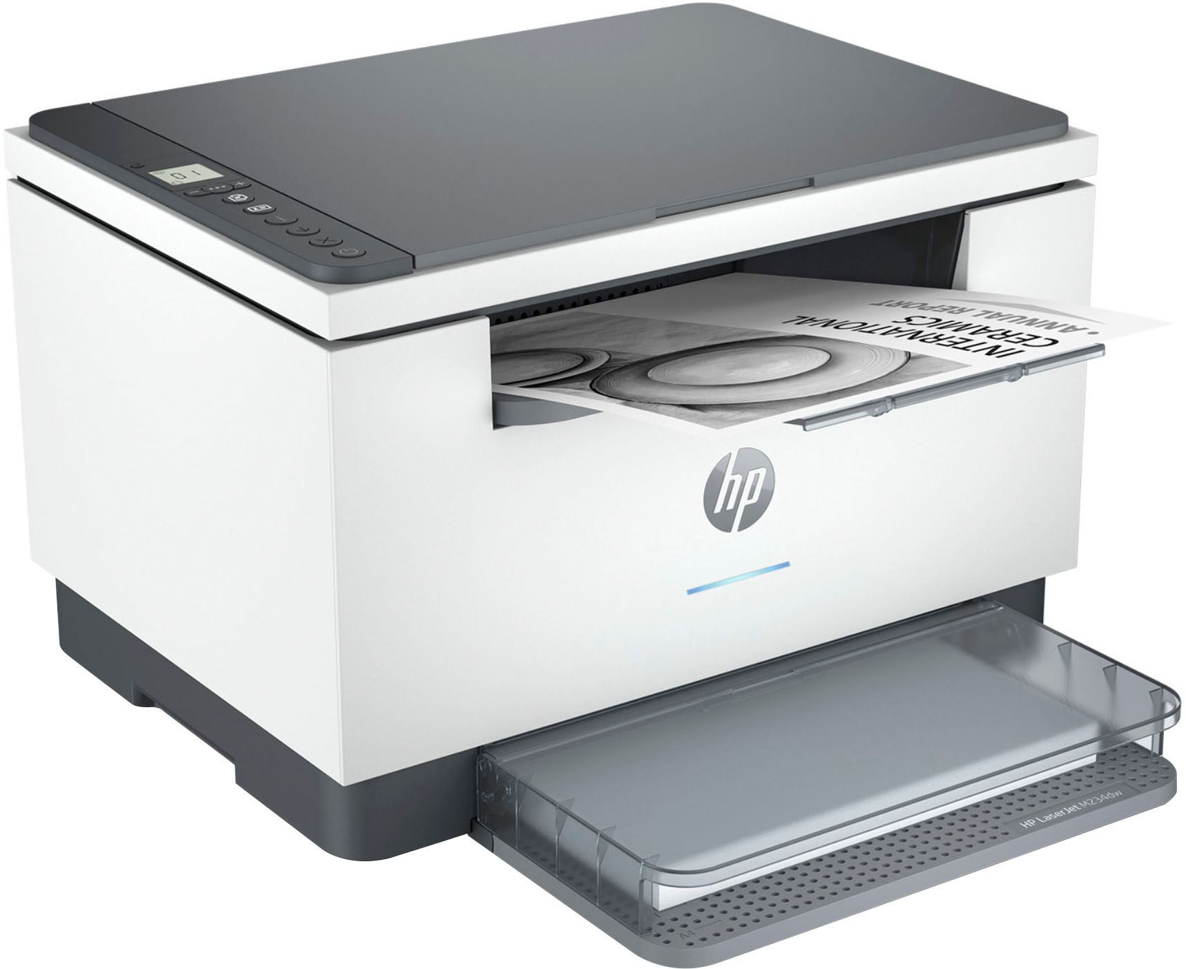 Angle View: HP - LaserJet M234dw Wireless Black-and-White Laser Printer - White & Slate