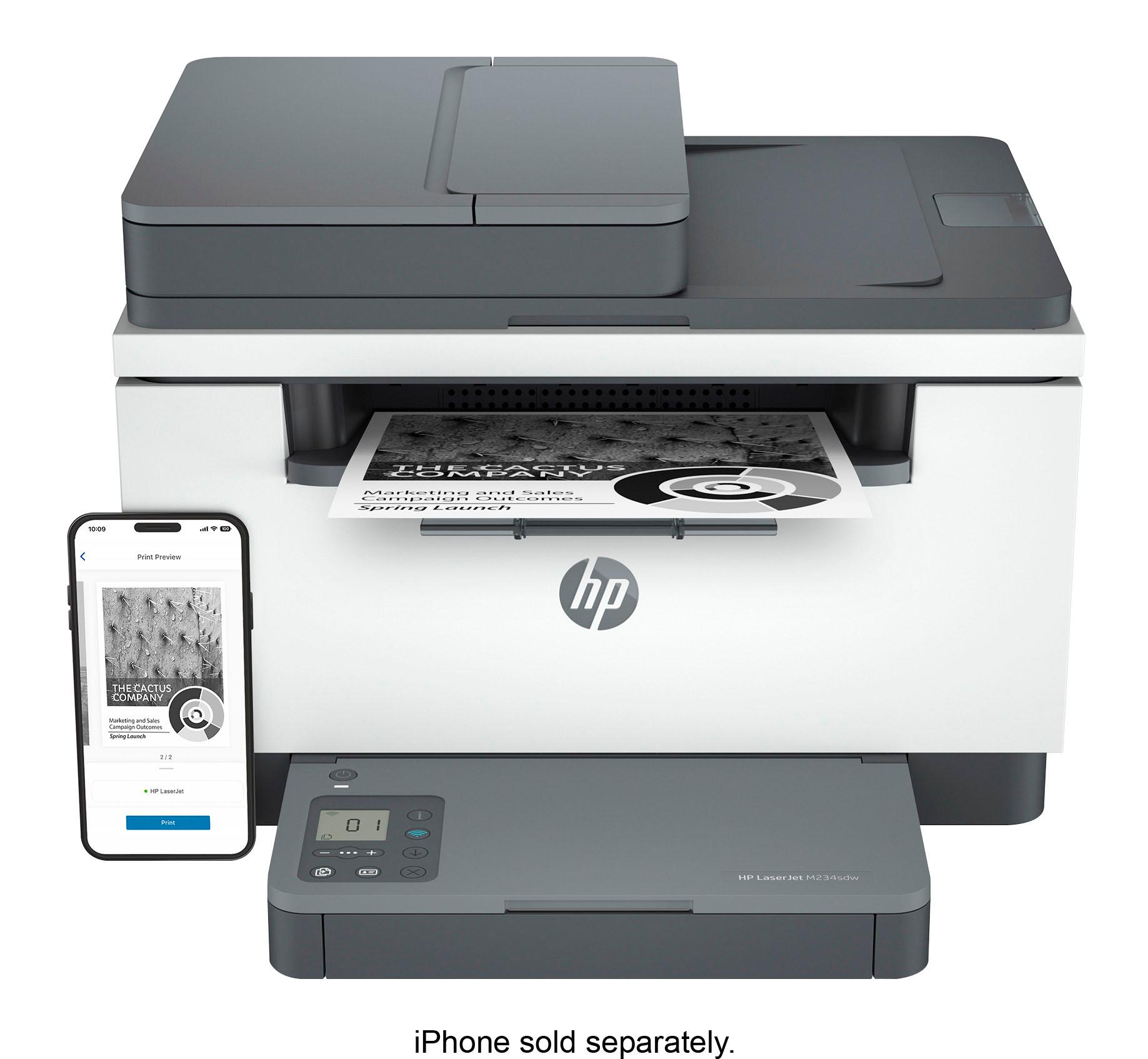 Angle View: HP - LaserJet M234sdw Wireless Black-and-White Laser Printer - White & Slate