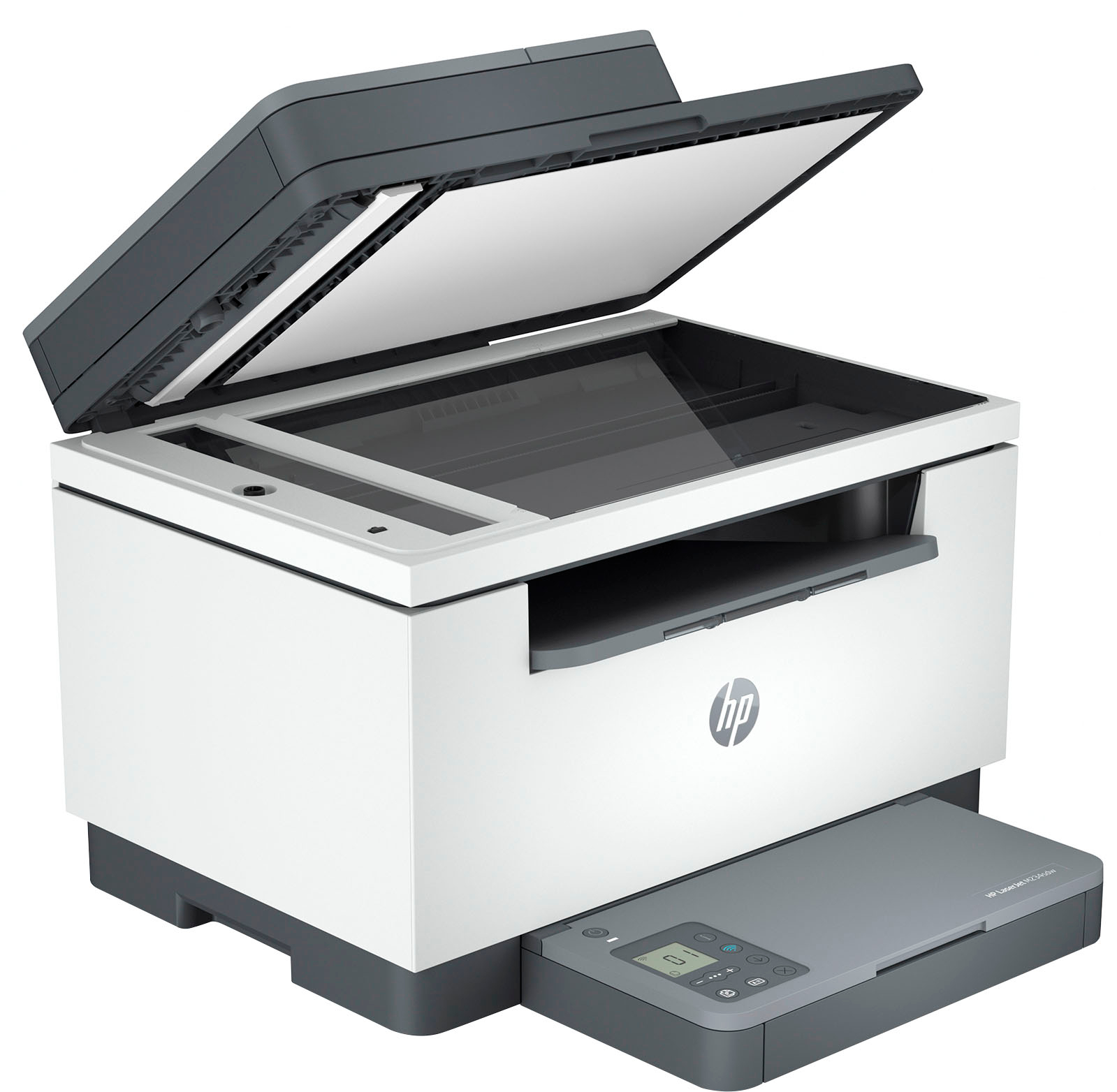 Left View: HP - LaserJet M234sdw Wireless Black-and-White Laser Printer - White & Slate