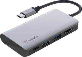 Belkin - USB C Hub 4-in-1 Multi-Port Laptop Dock with 4K HDMI, Docking Station with 100W Power Delivery - for Mac, PC, and More - Gray - Alt_View_Zoom_1