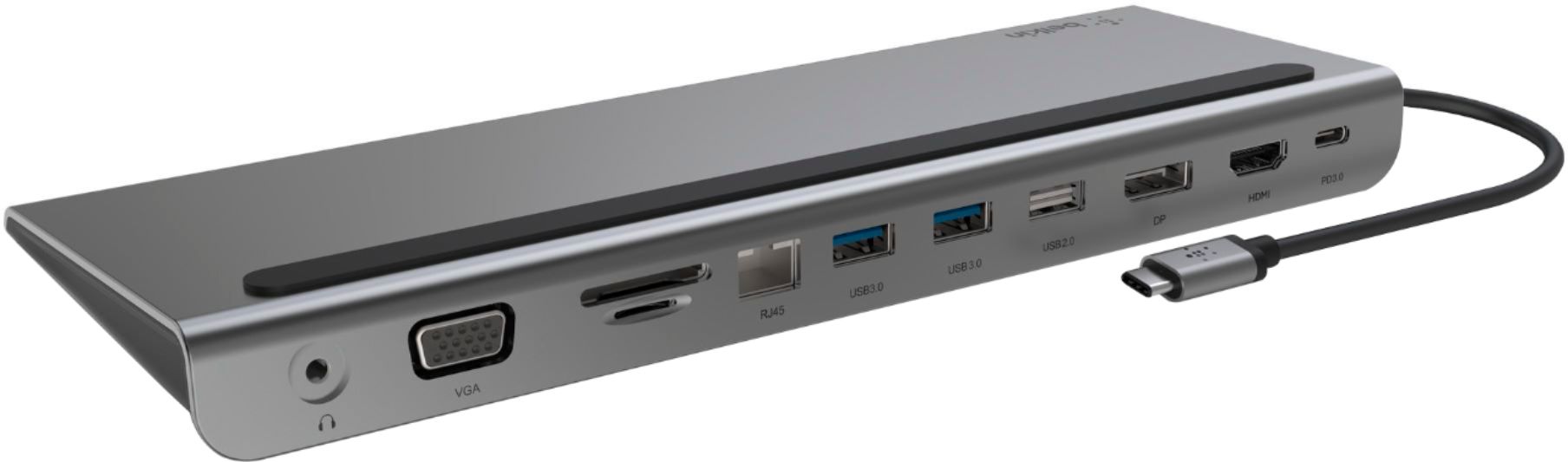 Belkin 11-in-1 USB C Hub with 4K HDMI, DP, VGA, 100W PD Docking Station for  MacBook Pro, Air, and more Gray INC004btSGY - Best Buy