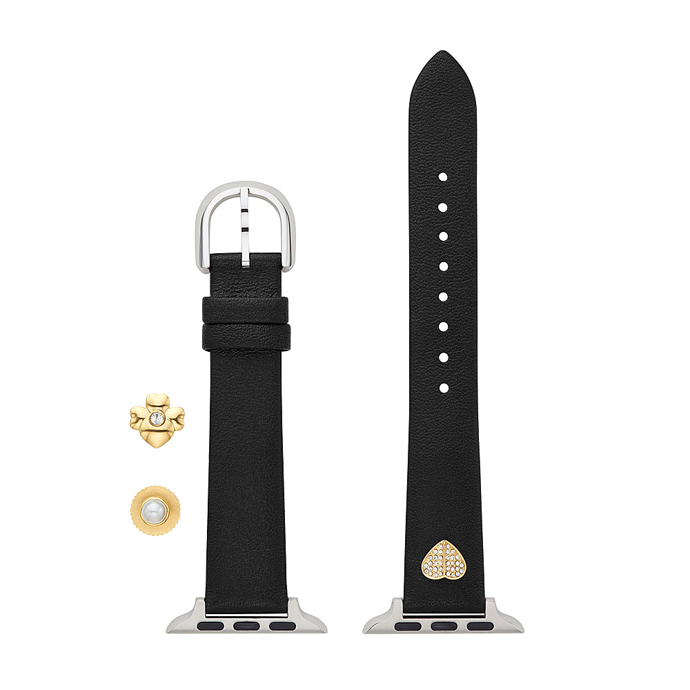 Angle View: kate spade new york - Leather 38/40mm band charm set for Apple Watch® - Black Leather