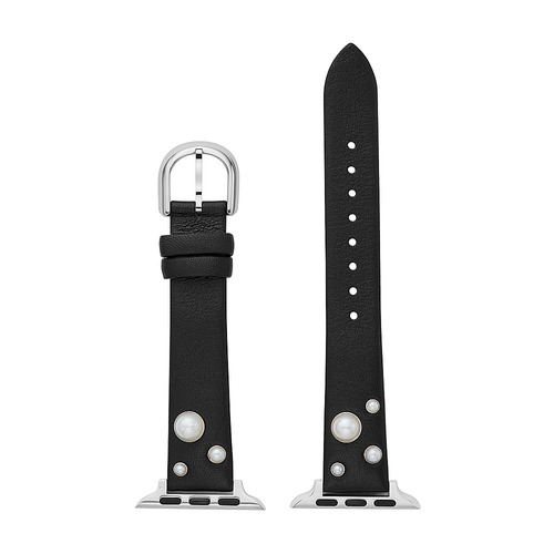 kate spade new york - Leather Watch Strap for Apple Watch® 38/40mm Series 1, 2, 3, 4, 5, 6 and SE - Pearl Black Leather