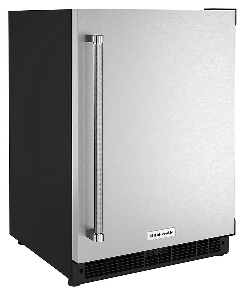 Angle. KitchenAid - 5.0 Cu. Ft. Built-In Mini Fridge - Stainless Steel.