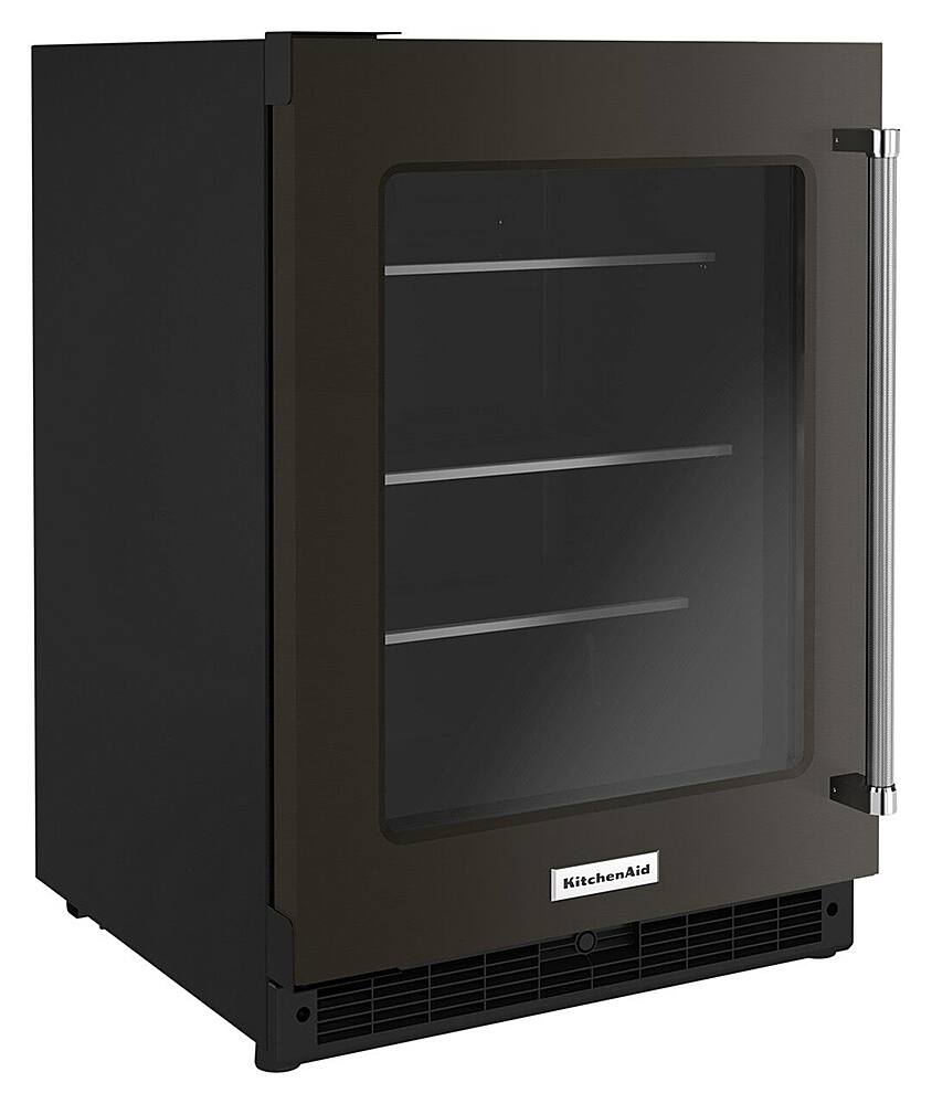 Angle. KitchenAid - 5.2 Cu. Ft. Built-In Mini Fridge - Black Stainless Steel.