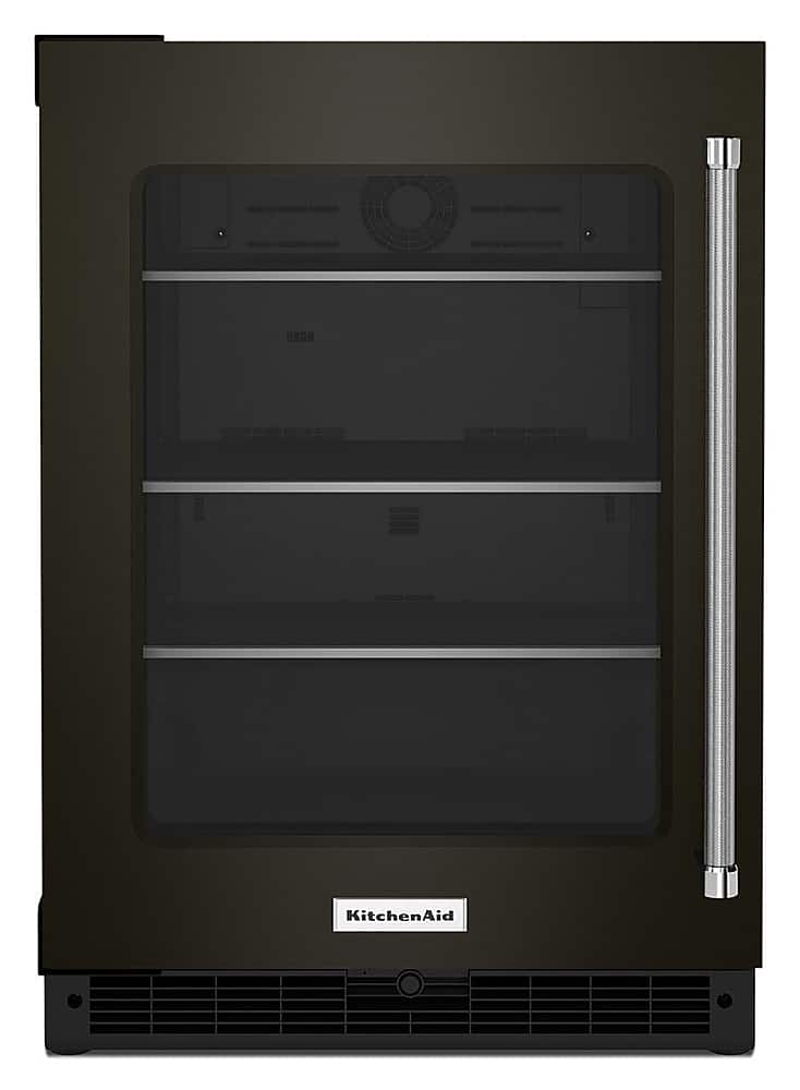 Front. KitchenAid - 5.2 Cu. Ft. Built-In Mini Fridge - Black Stainless Steel.