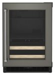 Front. KitchenAid - 14-Bottle Dual Zone Beverage Cooler with Wood-Front Racks - Custom Panel Ready.