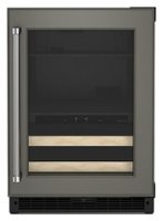 KitchenAid - 14-Bottle Dual Zone Beverage Cooler with Wood-Front Racks - Custom Panel Ready - Front_Zoom