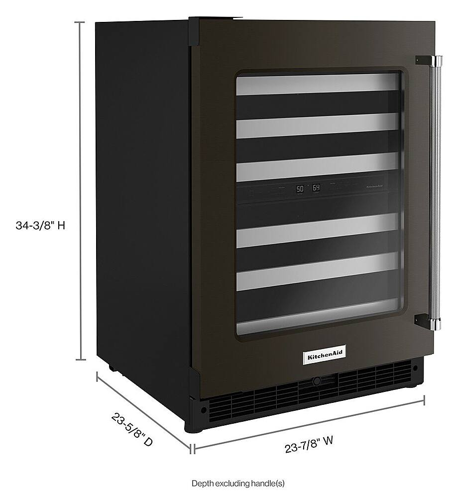 Alt View 12. KitchenAid - 46-Bottle Dual-Zone Wine Cellar with Glass Door and Metal-Front Racks - Black Stainless Steel.