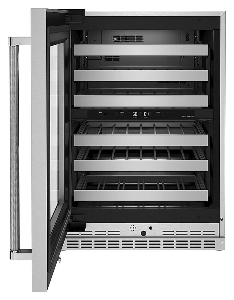 Alt View 11. KitchenAid - 46-Bottle Dual-Zone Wine Cellar with Glass Door and Metal-Front Racks - Stainless Steel.