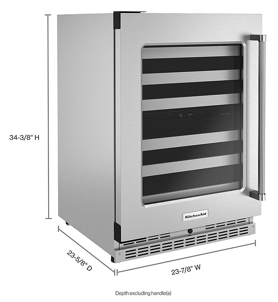 Alt View 12. KitchenAid - 46-Bottle Dual-Zone Wine Cellar with Glass Door and Metal-Front Racks - Stainless Steel.