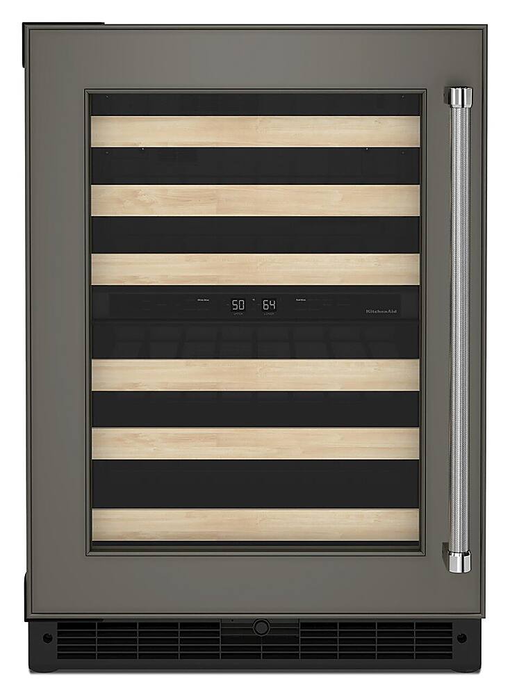 KitchenAid - 46-Bottle Dual-Zone Wine Cellar with Wood-Front Racks - Custom Panel Ready