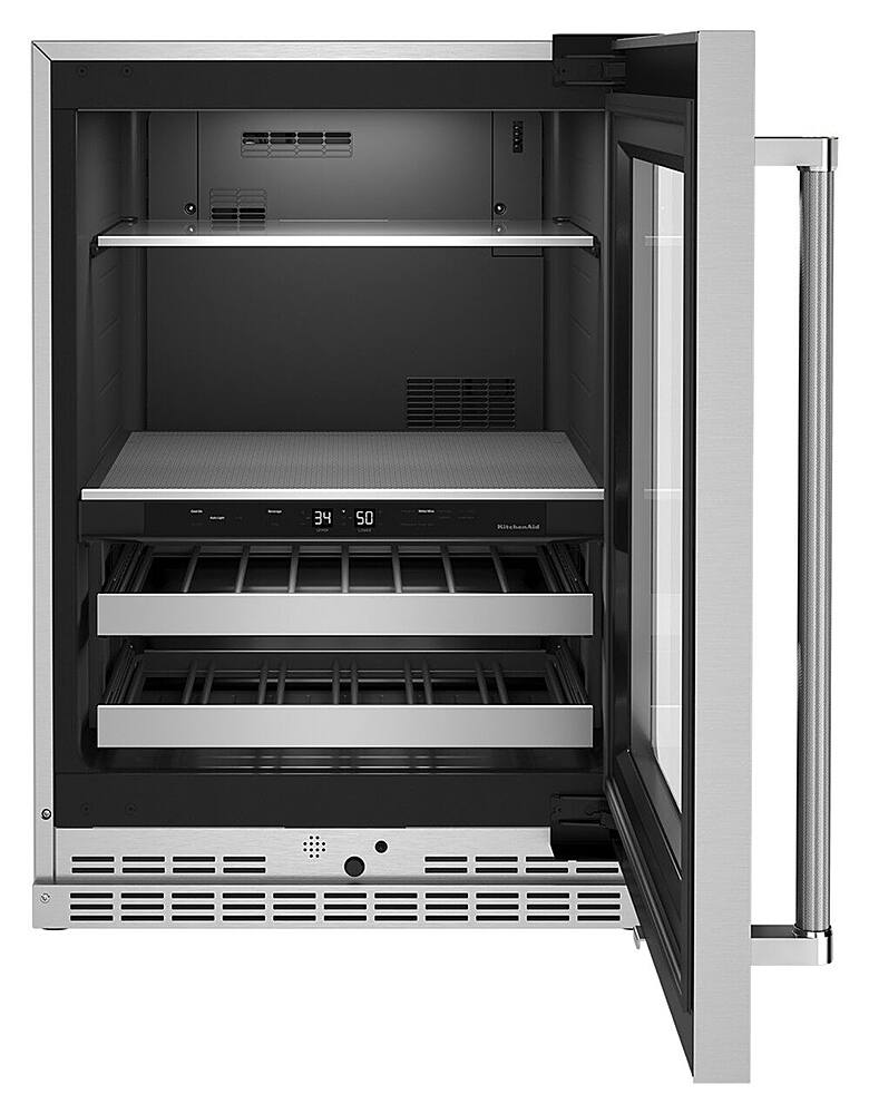 Alt View 11. KitchenAid - 14-Bottle Dual Zone Beverage Cooler with Glass Door and Metal-Front Racks - Stainless Steel.