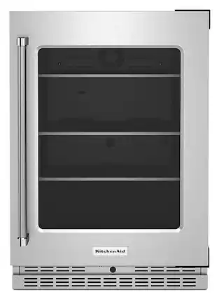 Front. KitchenAid - 5.2 Cu. Ft. Built-In Mini Fridge - Stainless Steel.
