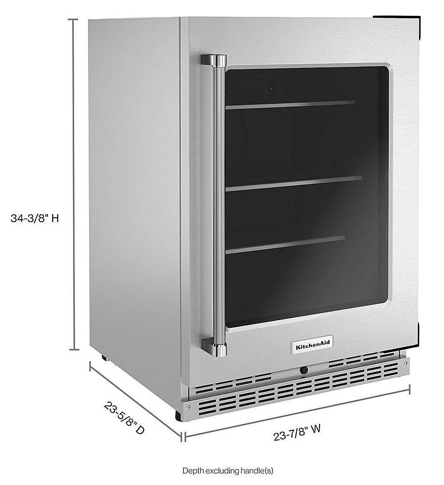 KitchenAid 5-cu ft Standard-depth Built-In Mini Fridge (Black  Cabinet/Stainless Door) ENERGY STAR in the Mini Fridges department at