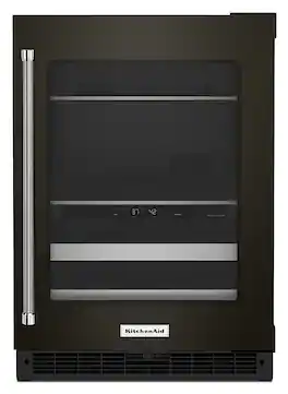 KitchenAid - 14-Bottle Dual Zone Beverage Cooler with Glass Door and Metal-Front Racks - Black Stainless Steel