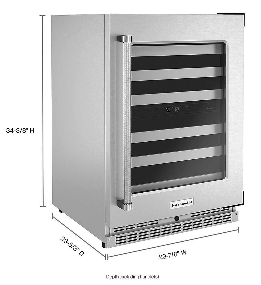 Alt View 12. KitchenAid - 46-Bottle Dual-Zone Wine Cellar with Glass Door and Metal-Front Racks - Stainless Steel.
