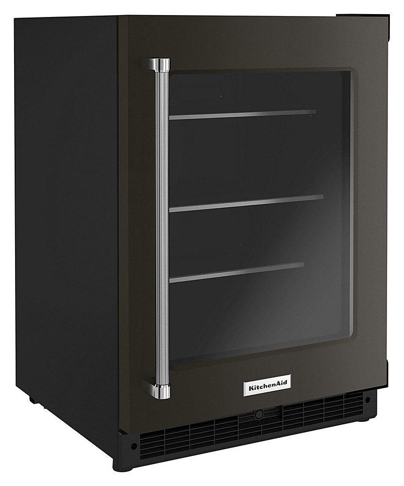 Angle View: KitchenAid - 4.9 Cu. Ft. mini fridge - Black/Stainless-Steel