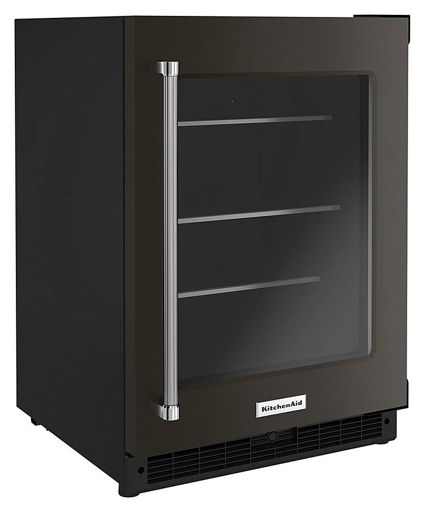 Angle. KitchenAid - 5.2 Cu. Ft. Built-In Mini Fridge - Black Stainless Steel.
