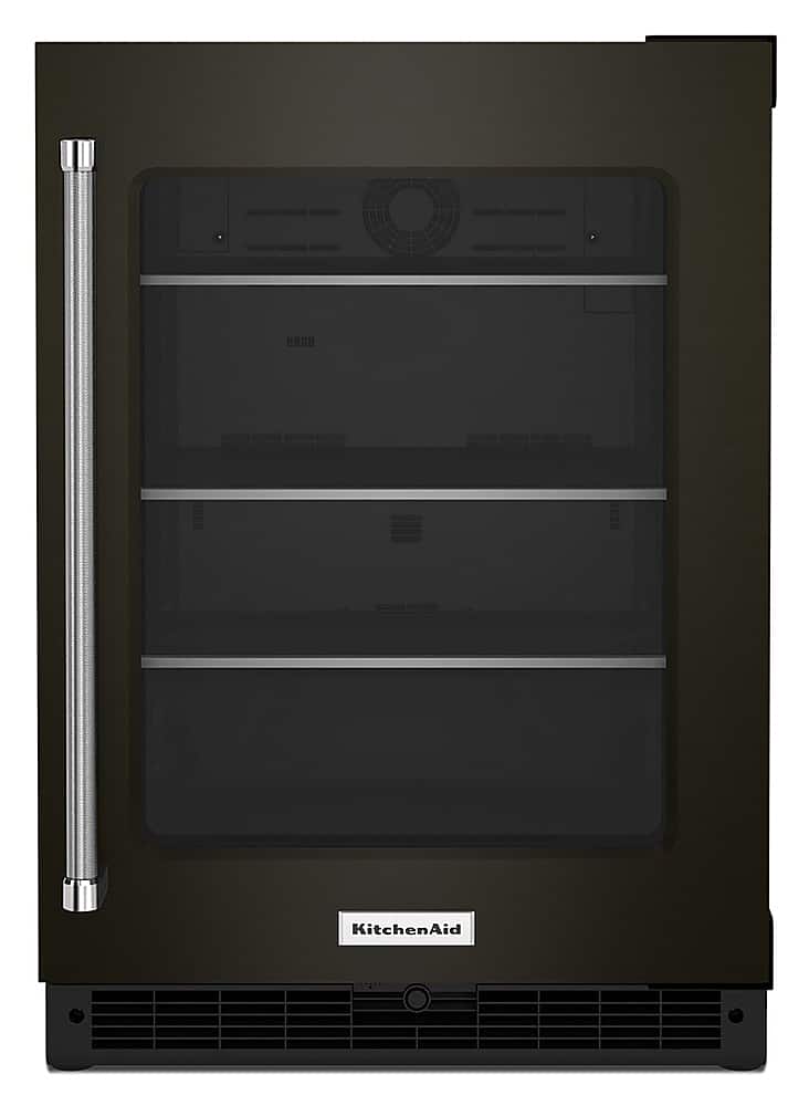 Front. KitchenAid - 5.2 Cu. Ft. Built-In Mini Fridge - Black Stainless Steel.