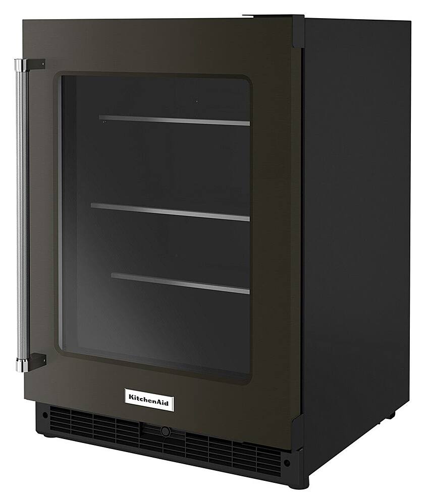 Left. KitchenAid - 5.2 Cu. Ft. Built-In Mini Fridge - Black Stainless Steel.